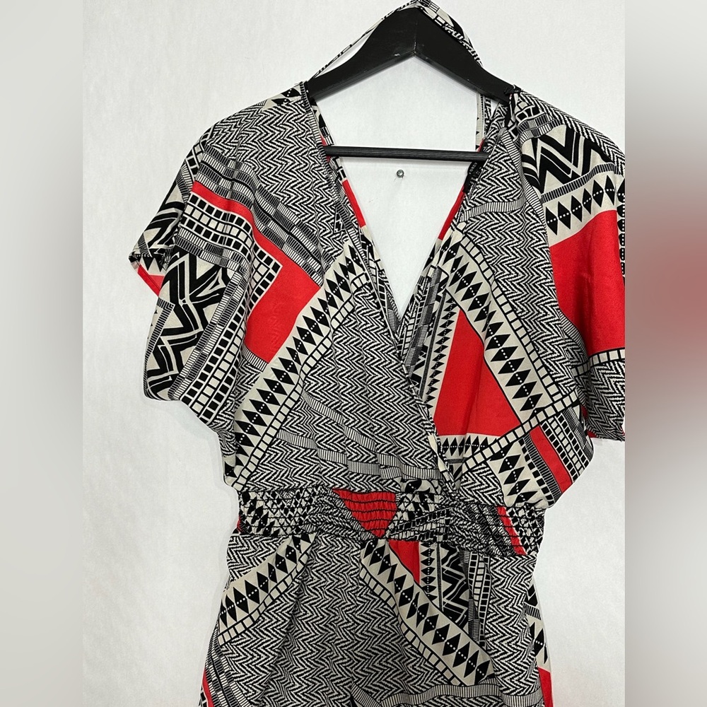 Forever 21 Geometric Print Jumpsuit Boho Statement Retro Resort Vacation Medium - Picture 5 of 6